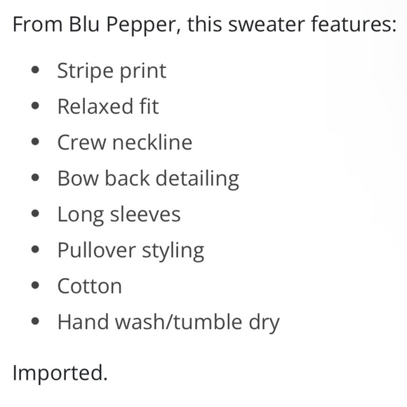 BLU PEPPER: pink white orange crochet stripe sweater w tie back! New! M - Picture 7 of 7